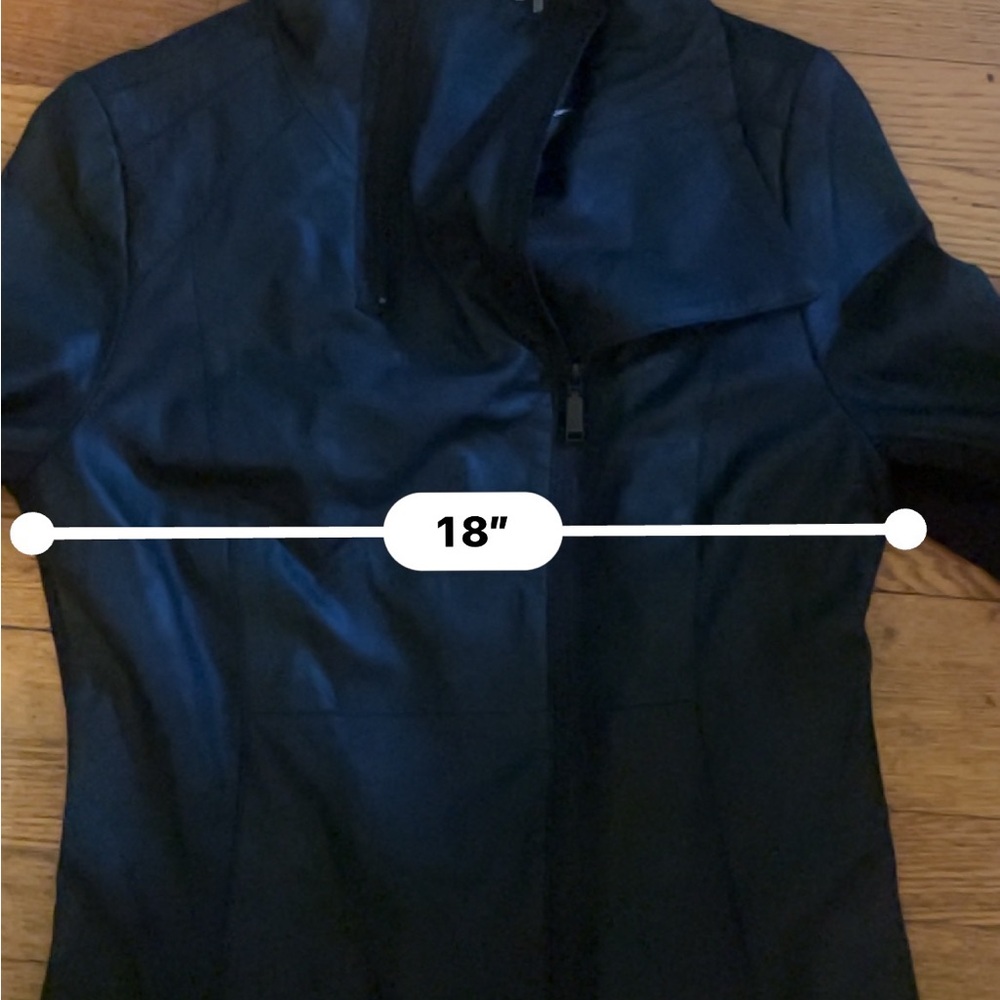T Tahari Black Leather Angelina Z Double Zip Collar Moto Jacket Medium - Picture 3 of 16